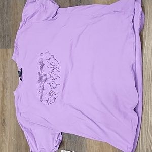 Purple forever 21 rhinestone bat shirt
